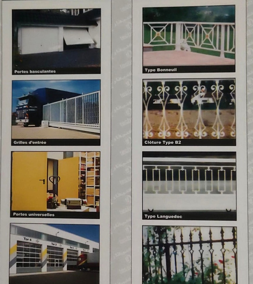 Extrait de la page 40 du catalogue Technifer : menuiserie métallique et balustrades, rampes et clôtures thermolaquées.